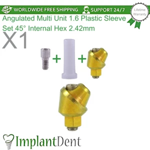 1x Protesi dentale multi-unità angolata 1,6 45°, Set Maniche in plastica Int Hex 2,42 - Foto 1 di 5