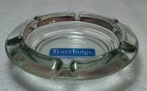Cenicero azul de vidrio transparente vintage Travelodge Motel Hotel Inn Suites - Imagen 1 de 4