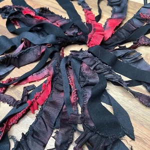 Red Fringe Hair Tie Black Mummy Costume Halloween Ponytail Cheerleader Zombie - Picture 1 of 3