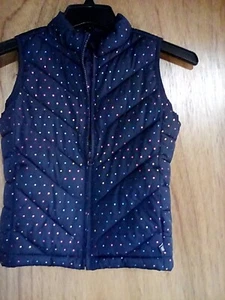 Gap Kids Girls Navy Polka Dots Winter Puffer Vest Size small - Picture 1 of 7