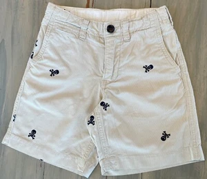 2010 GAP KIDS Embroidered Pirate Skull Crossbones Bermuda Shorts 5 Yrs Khaki - Picture 1 of 5