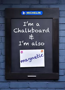 Blackboard, chalkboard or menu board made from oak wood & vintage Michelin sign - Picture 1 of 7