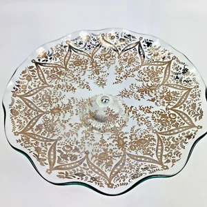 Vintage James Clarke & Sons Pedestal Glass Cake Stand Silver Decoration - Picture 1 of 10