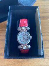 Aria Ladies Watch with Pearl Accents and Leather Band in Coral Color - New