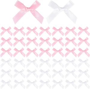50Pcs Mini Pink Satin Ribbon Mini Bows Ribbon Bows for Gift Wrapping 1.5" Baby P - Picture 1 of 7