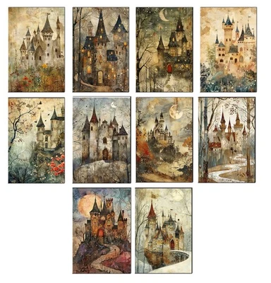 10 Assorted All Occasion Note Cards Blank Greeting Cards Envelopes Fairy Castle - Image 1 of 2