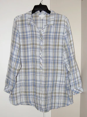 J. Jill 100% Linen Plaid Tunic Top Women's Petite Large - Image 1 of 4