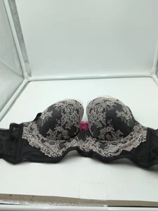 Victoria's Secret Body by Victoria Lined Demi Bra 32D Black  White Lace - Picture 1 of 8