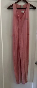 NWT Vintage Fiorucci Women’s Jumpsuit Size Large Coral Pink Salmon Sleeveless - Picture 1 of 13
