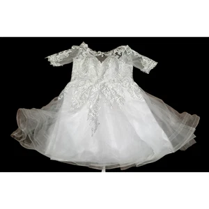 Tulle Short Wedding Dress Applique Flower Vintage Tea-Length Bridal Dress - Picture 1 of 5