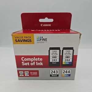 Canon Pixma 243 Black And 244 Color Printer Ink Cartridge. Opened But Never Used - Picture 1 of 3