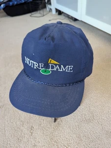 Vintage Derby Cap NOTRE DAME Rope Hat Cap Navy Strap Back Classic Golf 80s 70s - Picture 1 of 4
