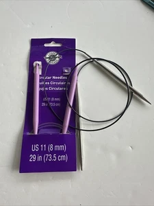 2 Circular Knitting Needles Loops & Threads Plastic US 11 And Another Metal - Picture 1 of 1
