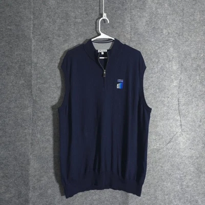 Peter Millar Suéter Chaleco Para Hombres 3XL Azul Marino Cremallera Cuello Merino Seda Nylon Pináculo Foto 1 de 4