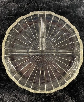 Plato de servir de vidrio redondo cristalino de colección 3 secciones divididas 6,5’’ (107) Foto 1 de 4