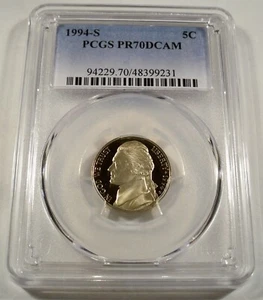 1994-S 5c PCGS PR70DCAM JEFFERSON NICKEL PROOF DEEP CAMEO PR 70 DC - Picture 1 of 4