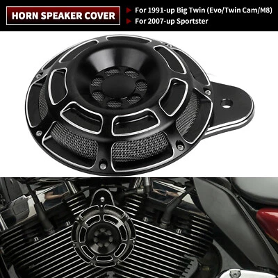 Black Horn Speaker Cover For Harley Electra Tri Glide Forty Eight Sportster 883 - Изображение 1 из 4