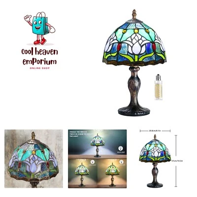 蒂芙尼台灯彩色玻璃水晶珠风格台灯,手工制作... — 第 1/4 张图片