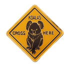 VINTAGE KOALAS CROSS HERE AUSTRALIAN ROAD SIGN SOUVENIR METAL FRIDGE MAGNET