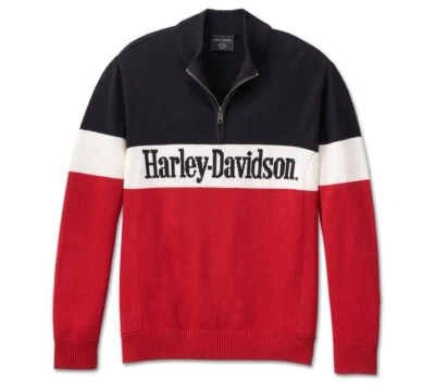 NWT 3XL Harley Davidson Color Block Logo 1/4 Zip Sweater HD Motorcycle xxxL - Image 1 of 4