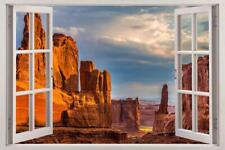 Autocollant mural Grand Canyon vue fenêtre 3D art à faire soi-même dessert pittoresque FS