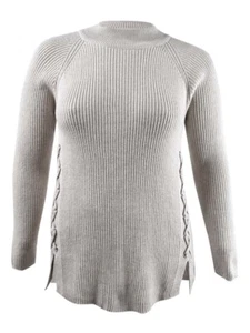 Style & Co. Women's Mock Neck Lace-Up Ribbed Knit Sweater (XL, Hammock Heather) - Picture 1 of 3
