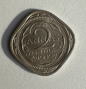 INDIA, BRITISH GEORGE VI 2 ANNAS 1946 - Picture 1 of 2
