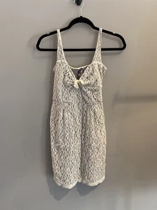 FREE PEOPLE Womens Lace Dress Sz M Beige White Festival Summer Spaghetti Tie Bak - Picture 1 of 4