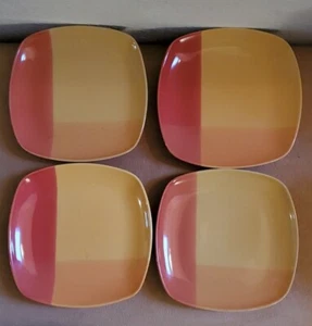 Juego de 4 platos cuadrados de postre de ensalada de 222 bloques de quinto color rojo amarillo - Imagen 1 de 4