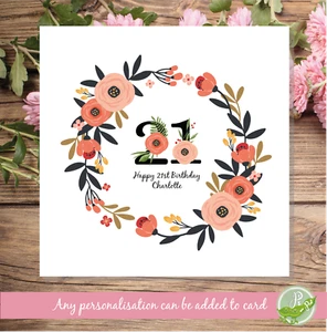 Personalised Initial Age Floral Flower Female Girl Birthday Card - Picture 1 of 4