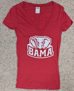 Alabama Crimson Tide Shirt Womens XS Red PINK Bling Big Al Football Rhinestones - Picture 1 of 8