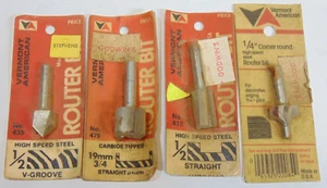 Lote de 4 brocas de enrutador Vermont American nuevas stock antiguo V Gro esquina recta redonda - Imagen 1 de 6