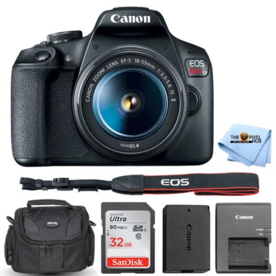 Canon EOS Rebel T7 DSLR con 18-55 mm IS II 2727C002 + 32 GB + Paquete de bolsa de gadgets Foto 1 de 4