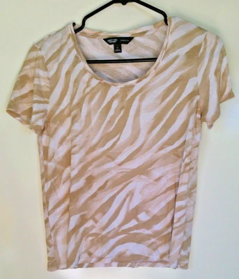 SIMPLY VERA WANG Marrón Blanco Moderno Camiseta Ligera Para Mujer Camisa Manga Corta S Foto 1 de 4