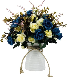 Artificial Flowers with Vase Faux Flower Arrangements for Table Decor Table C... - Picture 1 of 12