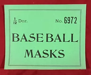 Antica maschera acchiappabaseball circa 1910 1 dozzina di scatola etichetta inutilizzata antico - Foto 1 di 2