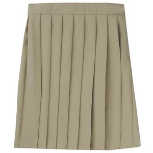 French Toast Mid Length Pleated Skirt Girls 10 Khaki Polyester Adjustable Waist - Picture 1 of 3