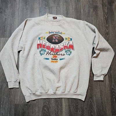Sudadera de Colección 1996 Nebraska Huskers Fiesta Bowl Gris Rojo Cuello Redondo XXXL Foto 1 de 4