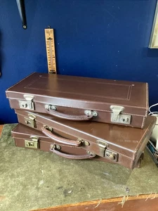 Vintage Small Brown Leather Suit Case, Masonic Regalia Case Freemason 1 Of 3 - Picture 1 of 22
