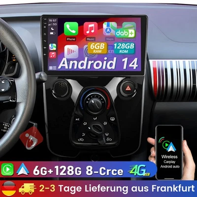 6G+128G Für Toyota Aygo Citroen C1/Peugeot 108 Android 14 Autoradio Carplay DAB+ - Bild 1 von 4