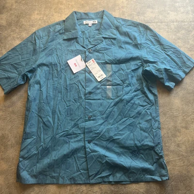 UniQlo x JW Anderson Shirt Men's S Blue Printed Open Collar SS Badminton AOP NEW - Image 1 of 4