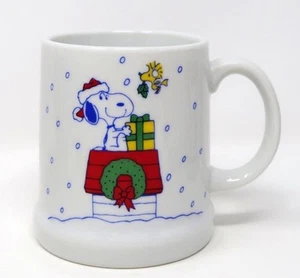 Vtg 1980 Peanuts Snoopy Woodstock Merry Christmas Mug Coffee Cup Charlie Brown - Picture 1 of 10