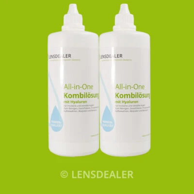 Kontaktlinsen Pflegemittel 2 x 360ml Lensdealer All in One Kombilösung mit Hy...