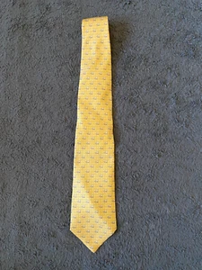 DANIEL CREMIEUX Yellow 100% Silk Dog Print Neck Tie - Picture 1 of 2