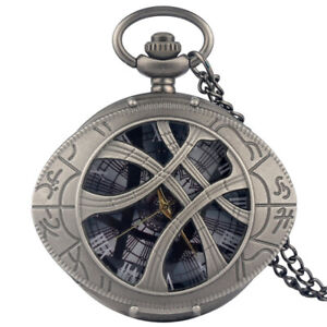 Steampunk Doctor Strange Quartz Pocket Watch Necklace Fob Chain  for Women Men