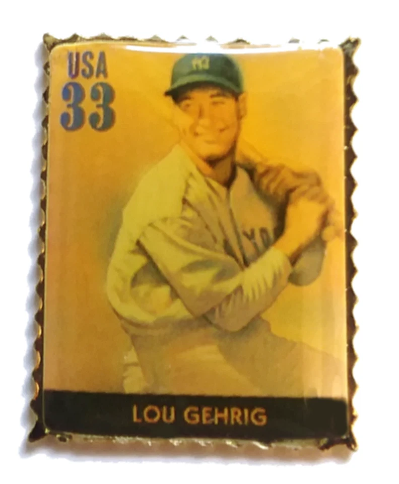 洋基队别针纽约洋基队别针纽约别针Lou Gehrig徽章金属美国邮政邮票别针 — 第 1/3 张图片