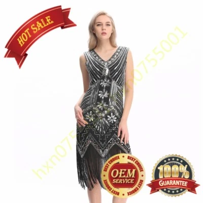 Women Party Sequin Embellished Flapper Dress 1920s 30s Gatsby Club Fringe Dress - Image 1 of 4