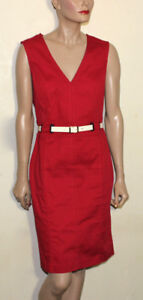 Moschino red cotton dress with belt loops and belt 8 red white and blue