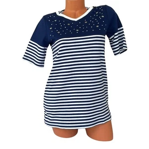 Quacker Factory Bluse Gr. XXS Stars & Stripes Hoodie marine gestreift NEU - Bild 1 von 10