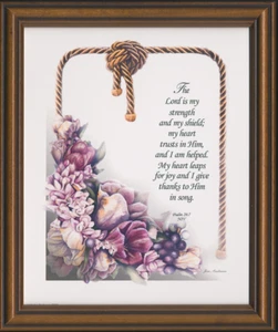 Jan Anderson Framed Psalm 28:7 Biblical Wall Art Bible Verse 9.5x11.25 in - Picture 1 of 2